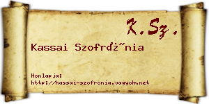 Kassai Szofrónia névjegykártya